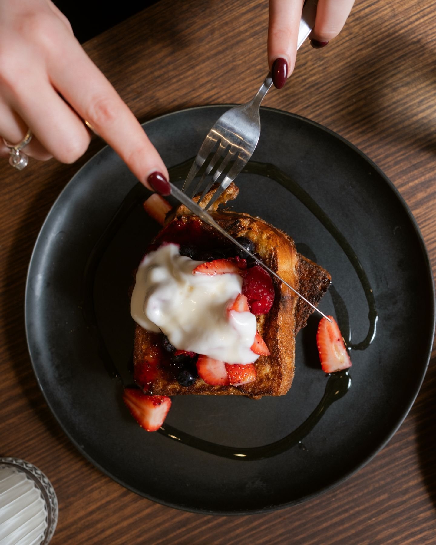 Our Shokupan french toast hits different...

That pillowy Japanese milk bread soaked &amp; crisped up just right, then topped with all the good stuff. 

how could you not?

#TrebleFairfield #MelbourneCafe #FrenchToast #Shokupan #FairfieldEats
