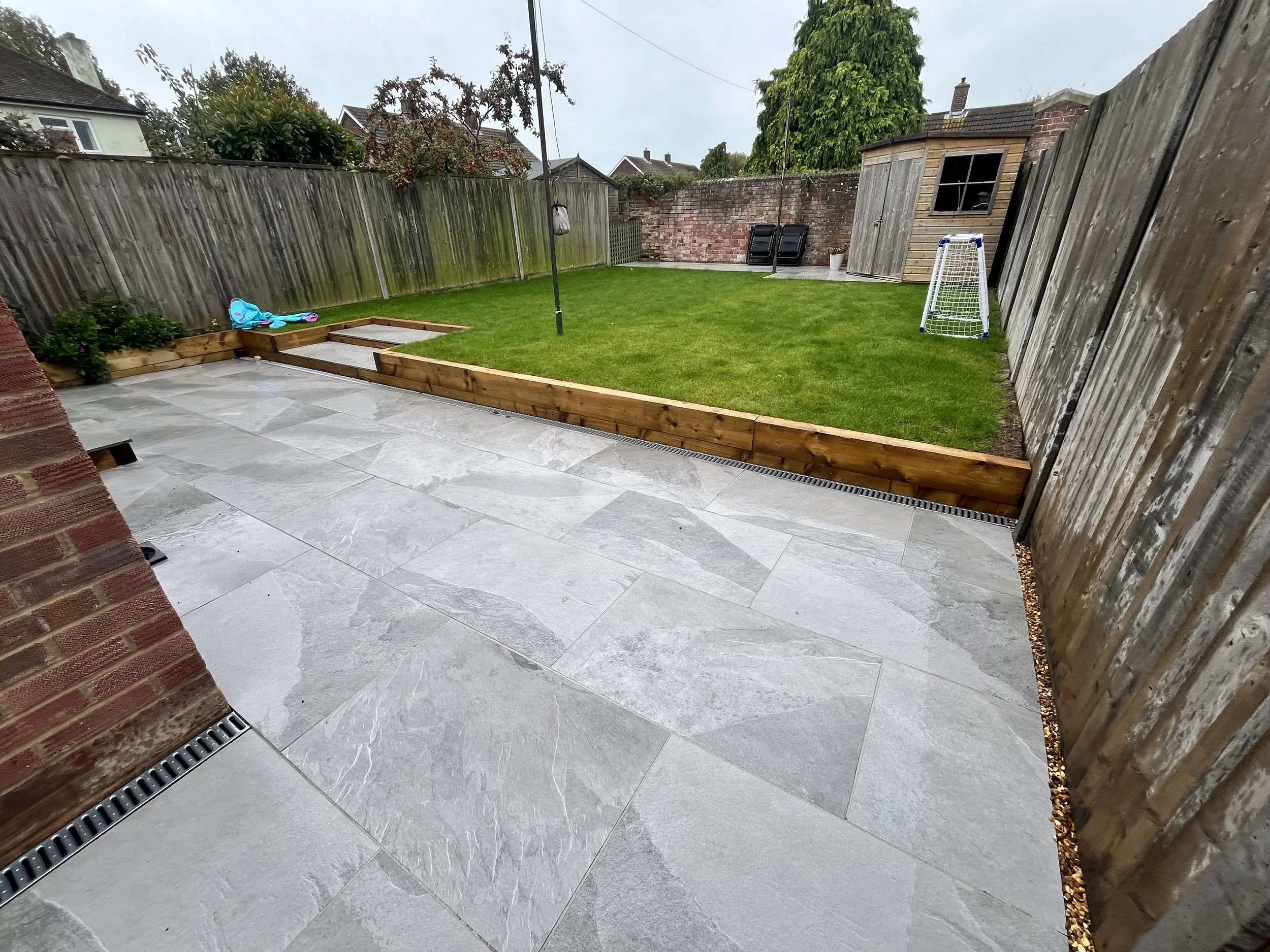 Patio, Turf, Retaining Wall, Drainage