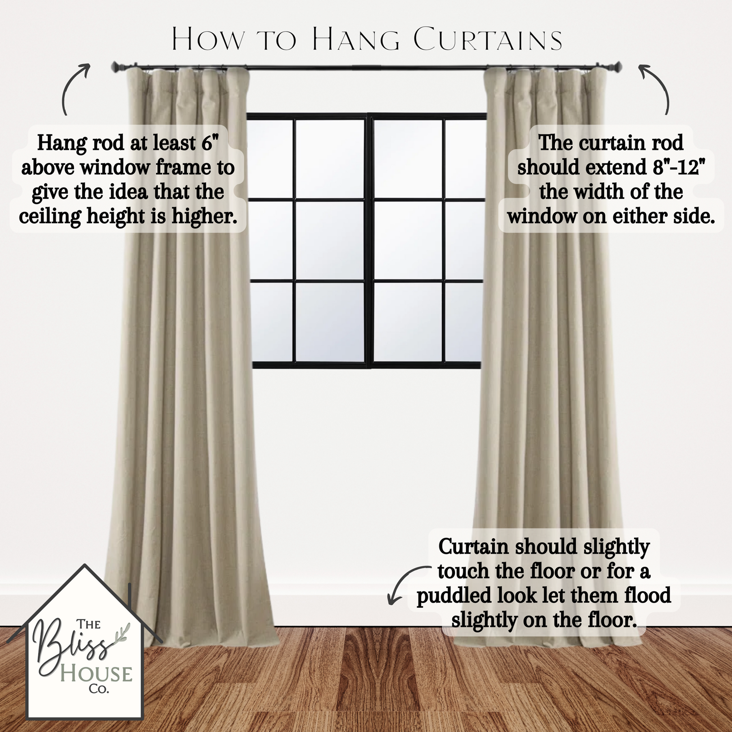 Bliss House Tips &amp; Tricks: How to hang curtains like a designer.