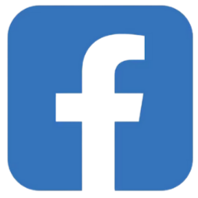 Facebook logo with a blue rounded square background and a lowercase white 'f' in the center.
