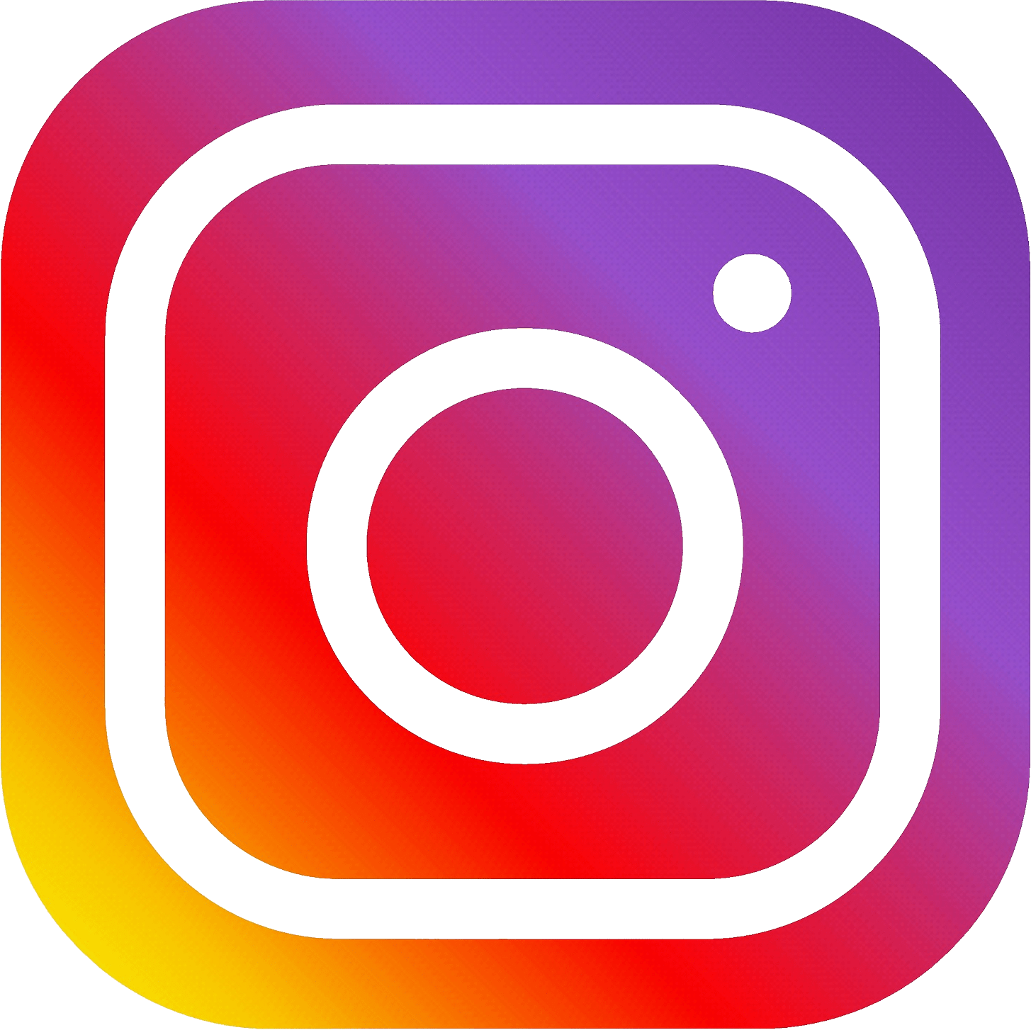Colorful Instagram logo with a gradient rainbow background and a black outline of a camera.