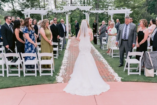 Bride, walking the aisle, wedding, outdoor wedding