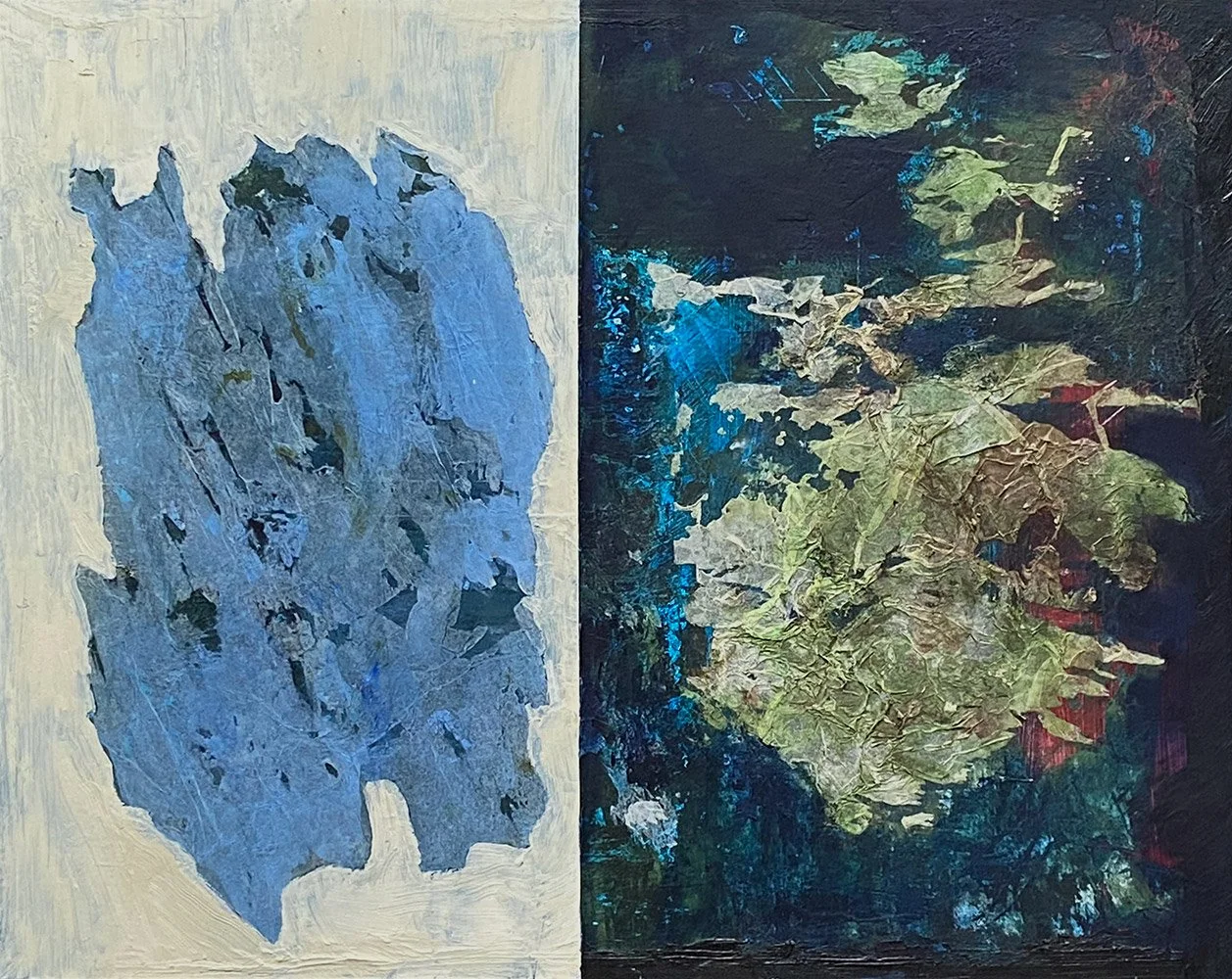 Schisma1 - oil, cold wax and mixed media on panel 51x40cm