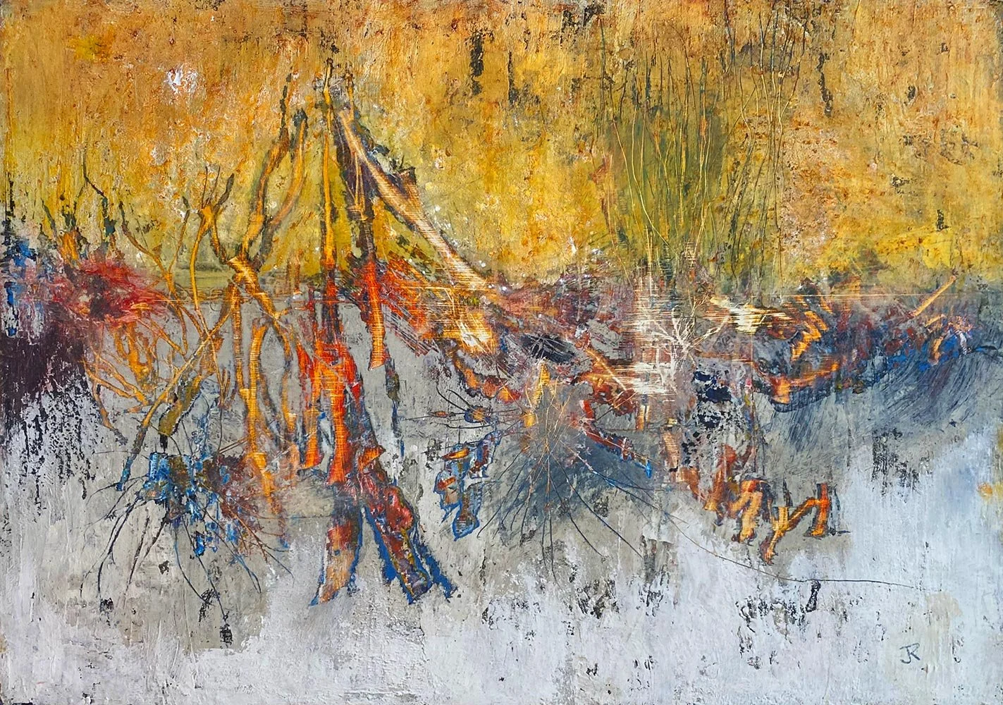Winter landscape - Oil and cold wax on panel 60x42cm