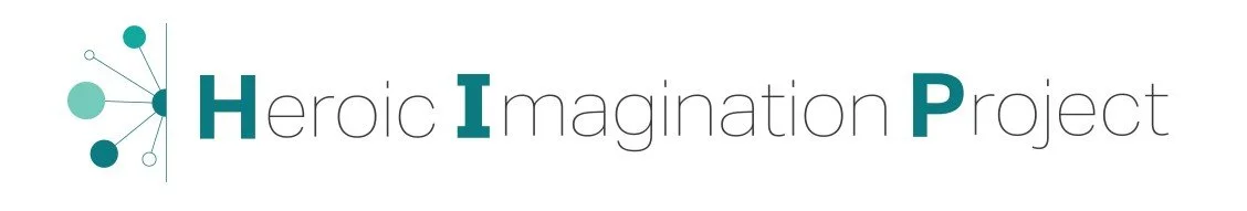 Logo for the Heroic Imagination Project featuring text and a connected dot graphic.