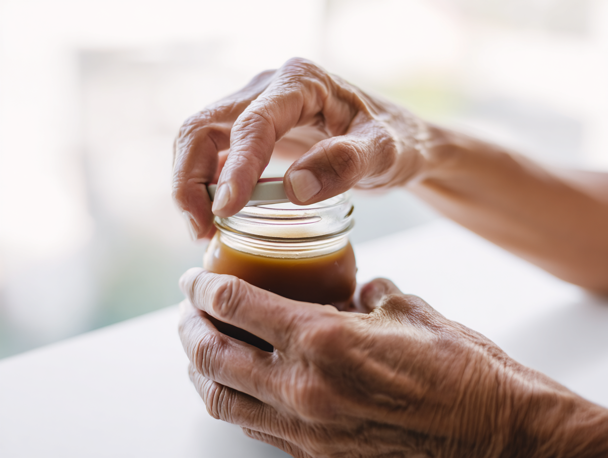 Anthony Cheng Orthopaedic Surgeon 1st CMC joint replacement thumb arthritis - Picture of hand opening jar