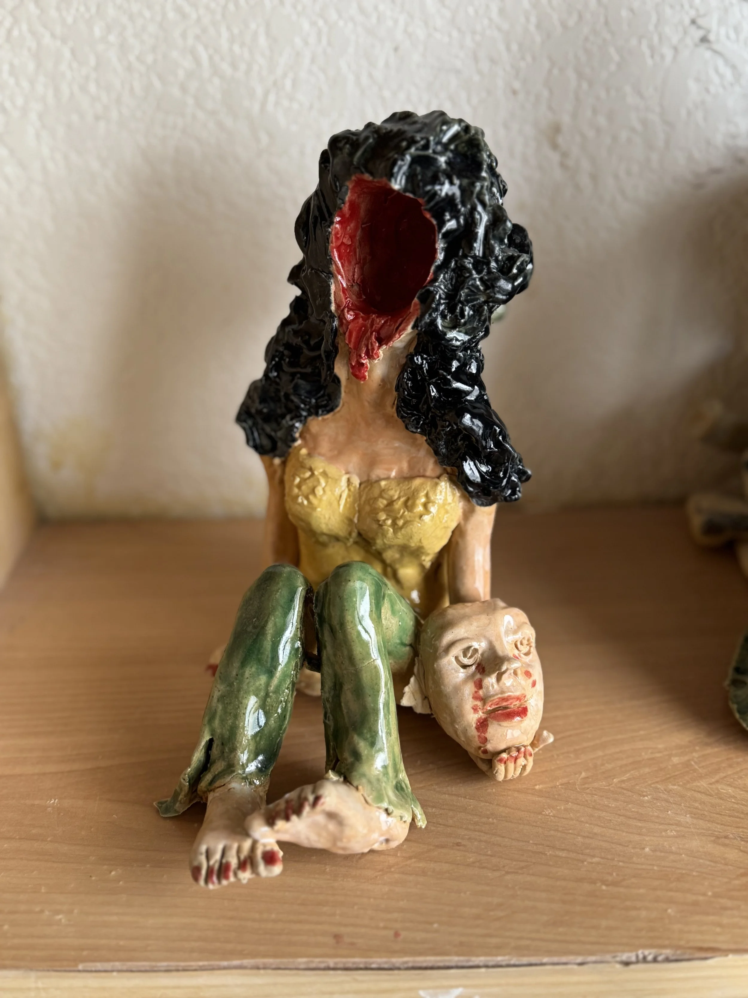 She took her face off