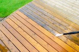 Wood-safe deck deep cleaning and restoration services in Duluth Minnesota - before and after original glow restoration.