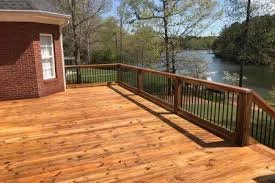 Beautifully restored and stained wooden deck in Duluth Minnesota by Up North Pressure Washing—protecting wood from harsh MN winters.