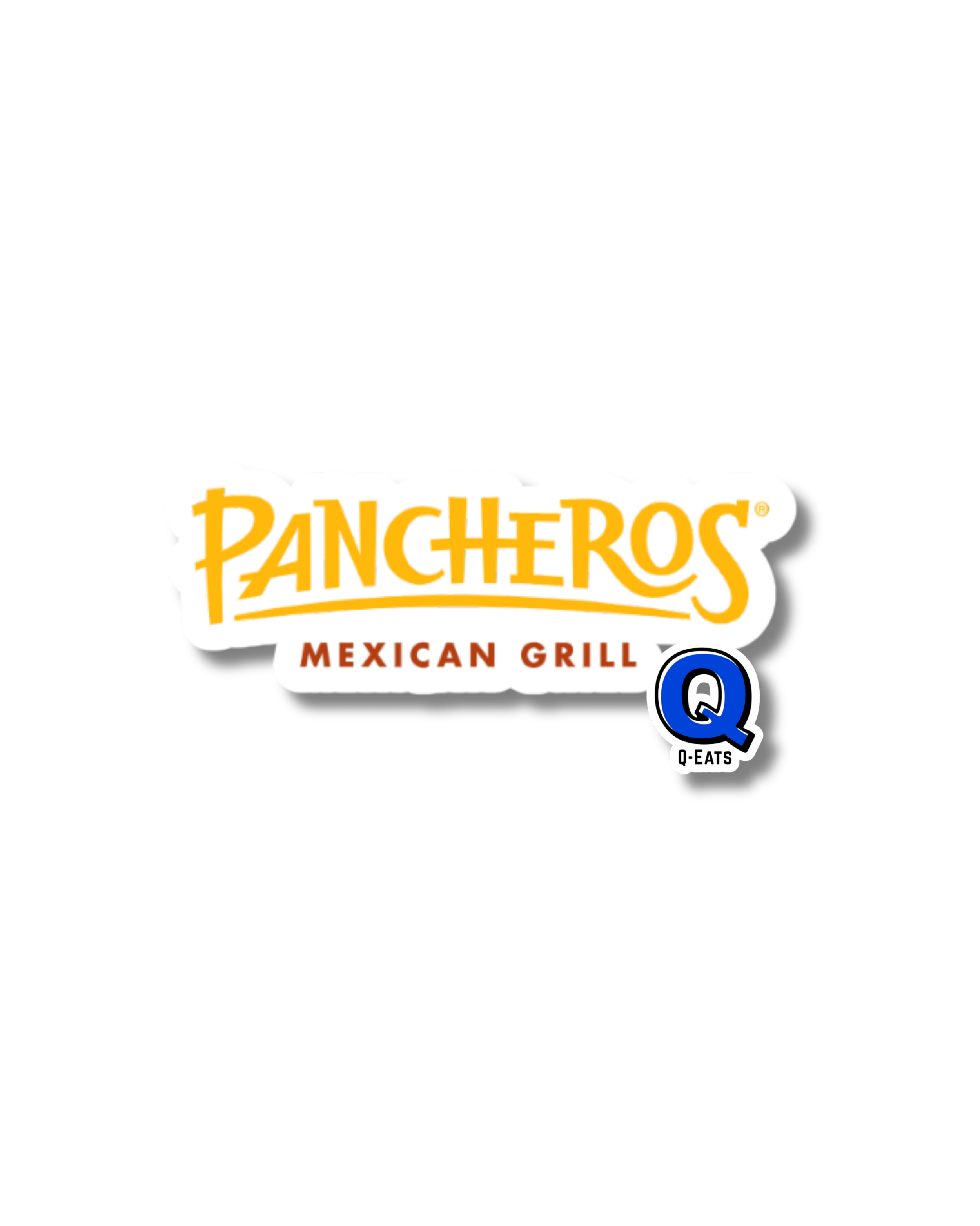 Logo for Pancheros Mexican Grill featuring the restaurant name in yellow, with a Q-Eats logo in blue and white.