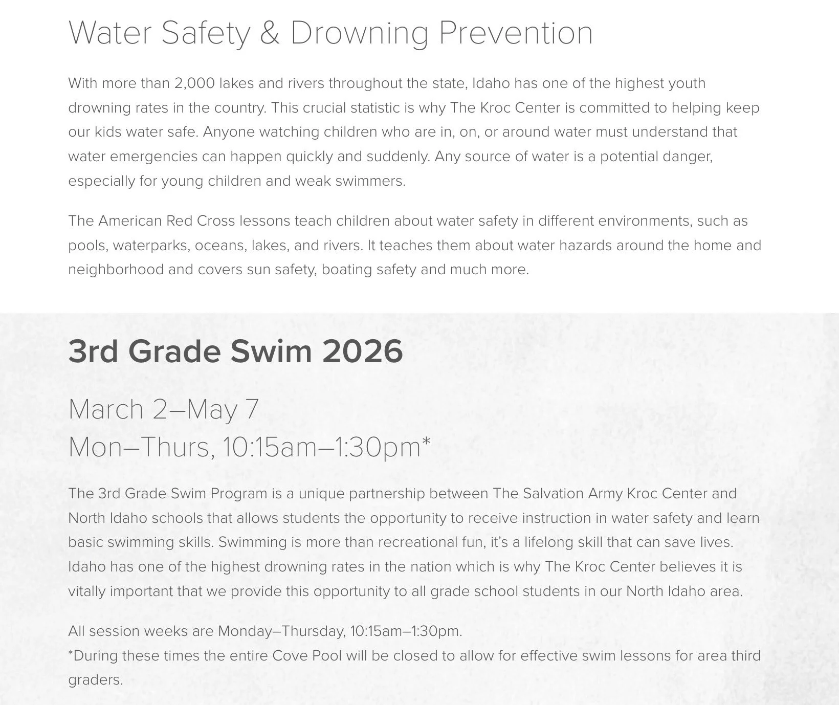 3rd Grade Swim @ the Kroc 