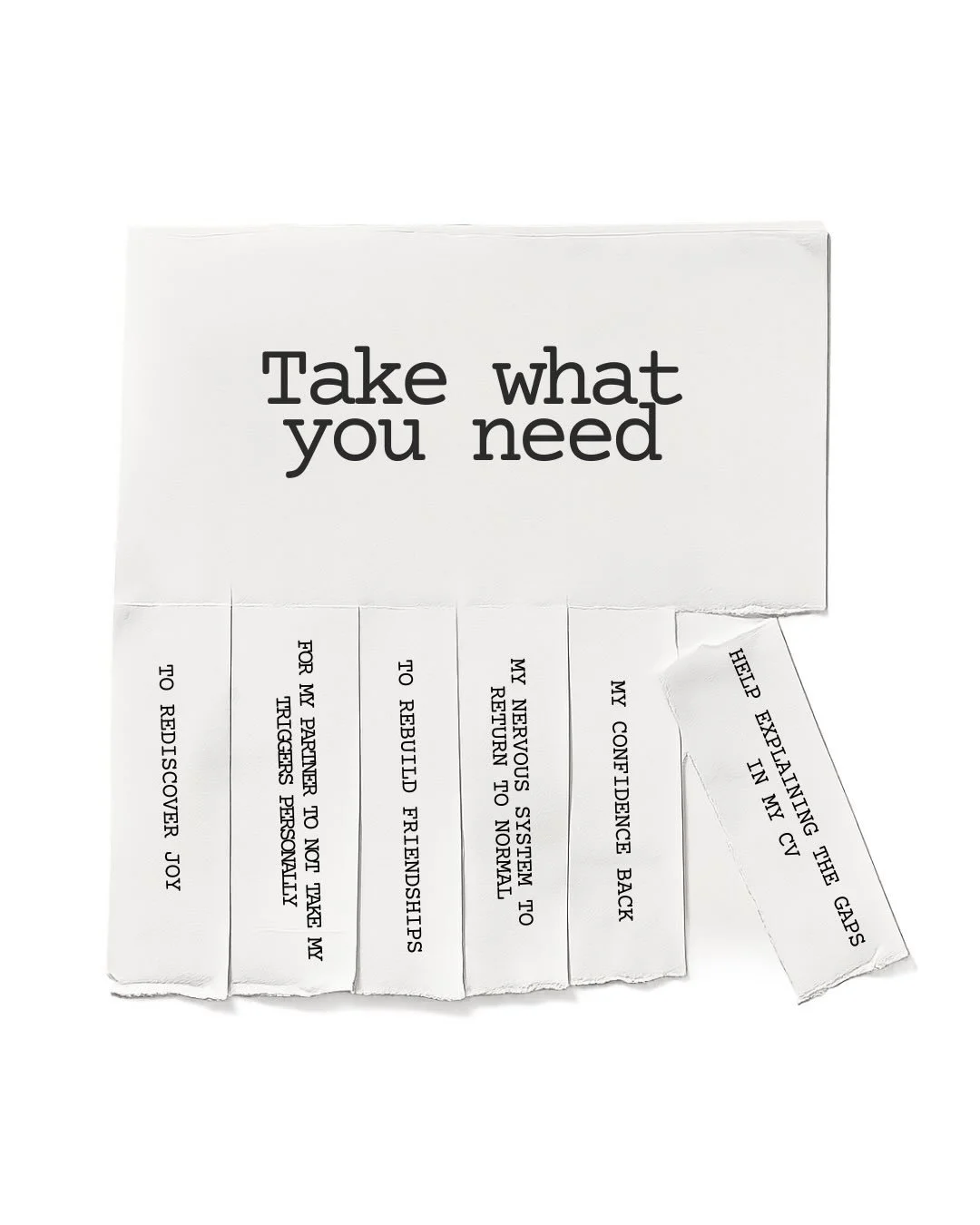 Take what you need.

In the early stages of building What Comes Next, we&rsquo;re very much in exploratory mode - discovering what will genuinely help women with their next chapter.

Within just 24 hours of &ldquo;going public&rdquo;, we&rsquo;ve rec