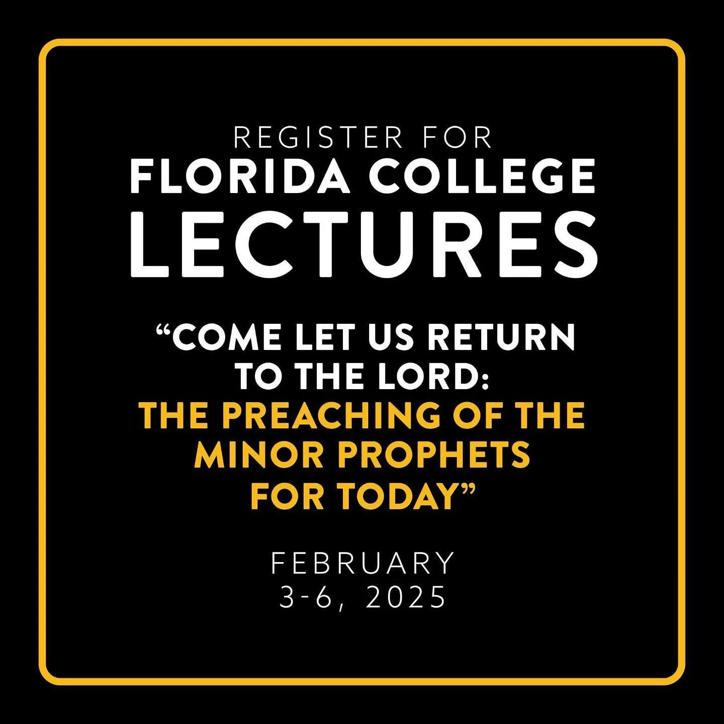 Registration for the 2025 Florida College Lectures are now LIVE! Click the link below to find out more information and to register! 

https://floridacollege.edu/our-community/lectures

#floridacollege #fclectures