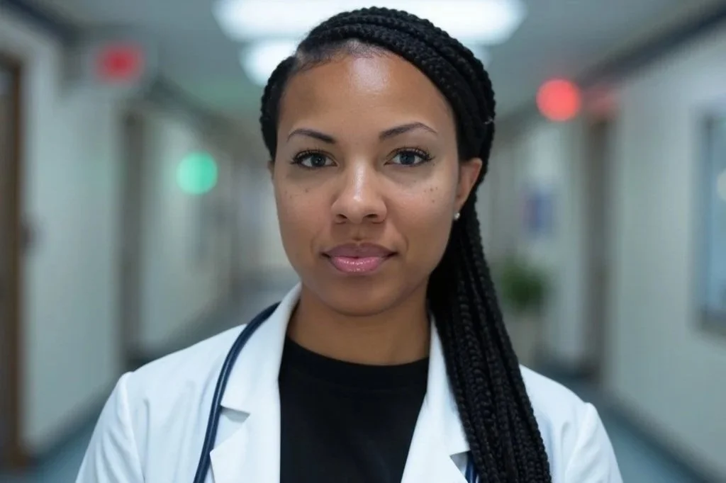 A female doctor or healthcare professional in an outpatient psychiatric clinic.