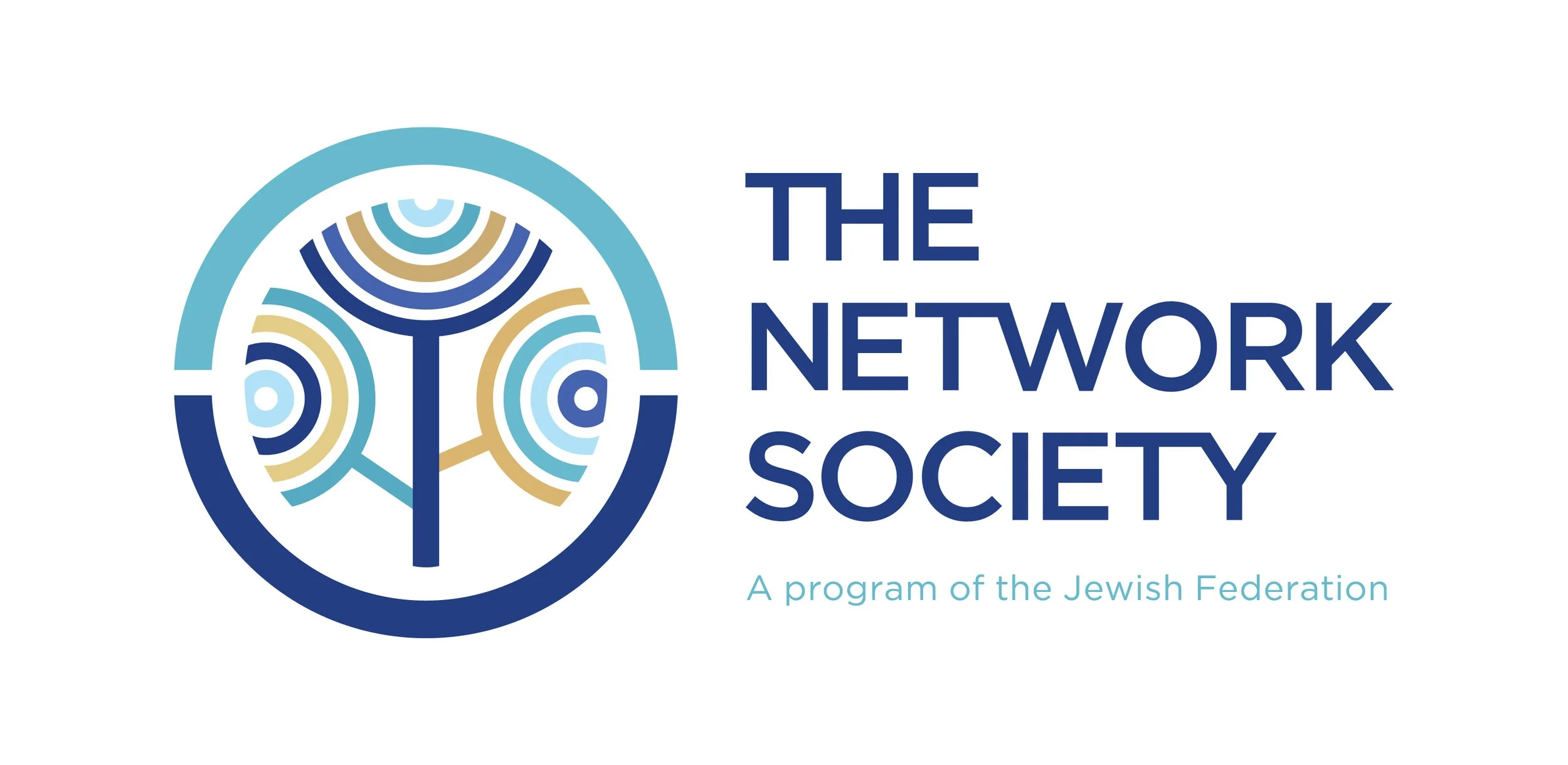 Logo of The Network Society featuring a stylized globe with interconnected lines and the text 'The Network Society' with a subtitle 'A program of the Jewish Federation'.