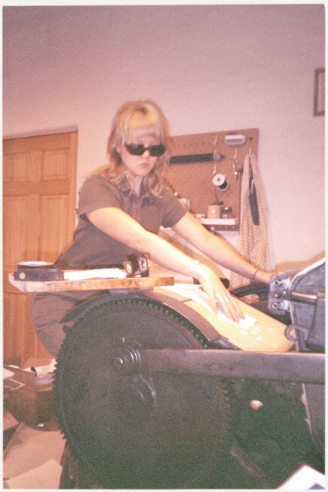 Chiara in her printing press studio