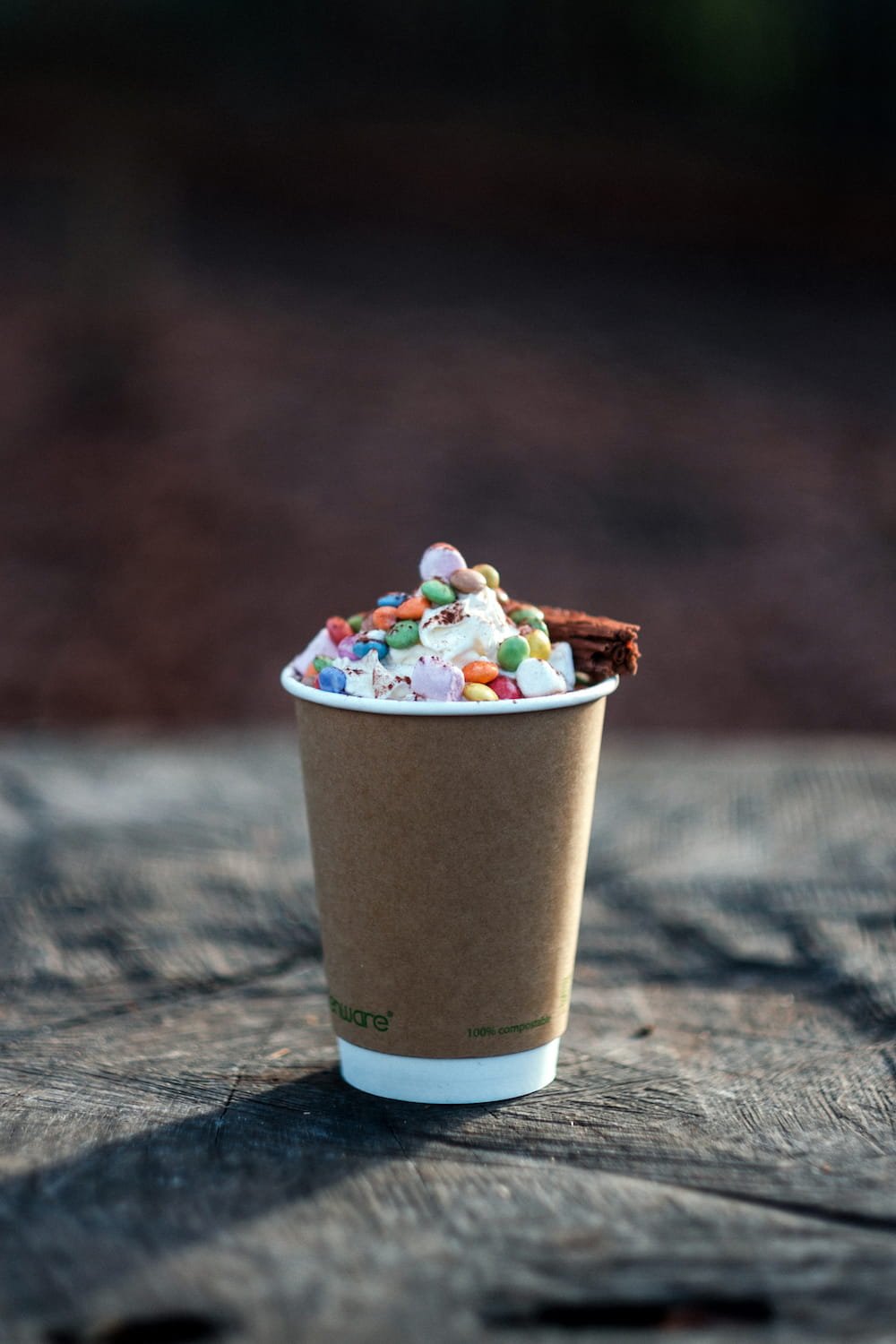  Hot chocolate with cream and toppings in the Surrey Hills. 