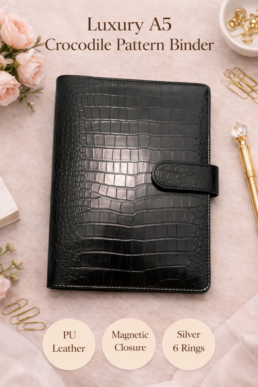 Luxury Crocodile Pattern Binder