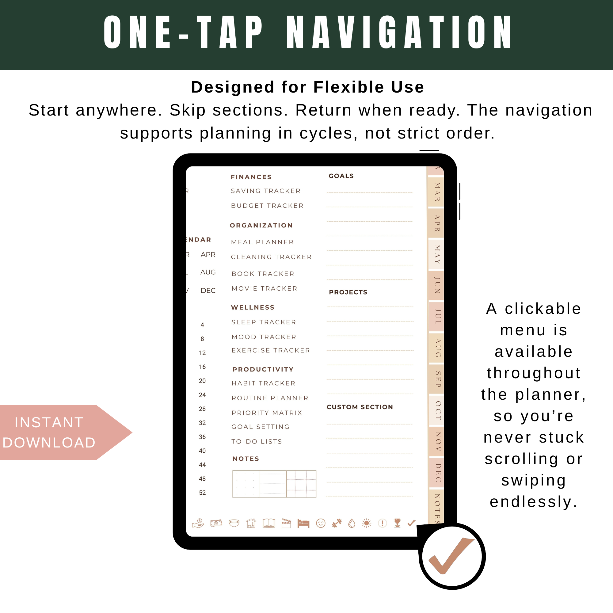 2026 Digital Planner Hyperlinked Monthly and Weekly Planner | Canva Editable PDF | PLR Included