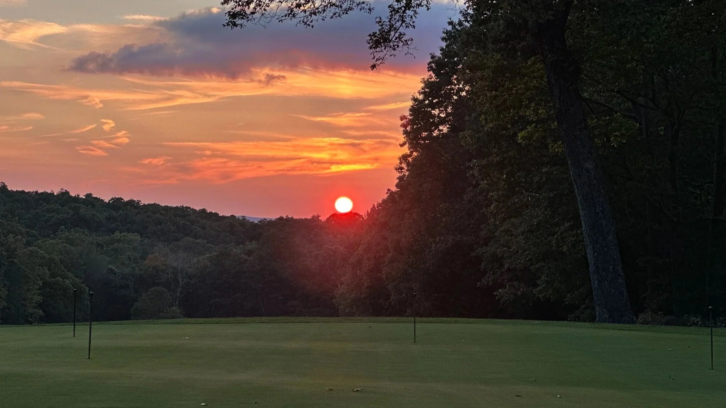 Sunset view from Devils Grill at Wintergreen Resort overlooking the Blue Ridge Mountains in Virginia.