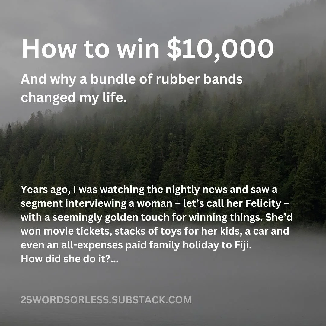 GOT TO BE IN IT TO WIN IT

Years ago, I was watching the nightly news and saw a segment interviewing a woman &ndash; let&rsquo;s call her Felicity &ndash; with a seemingly golden touch for winning things. She&rsquo;d won movie tickets, stacks of toys