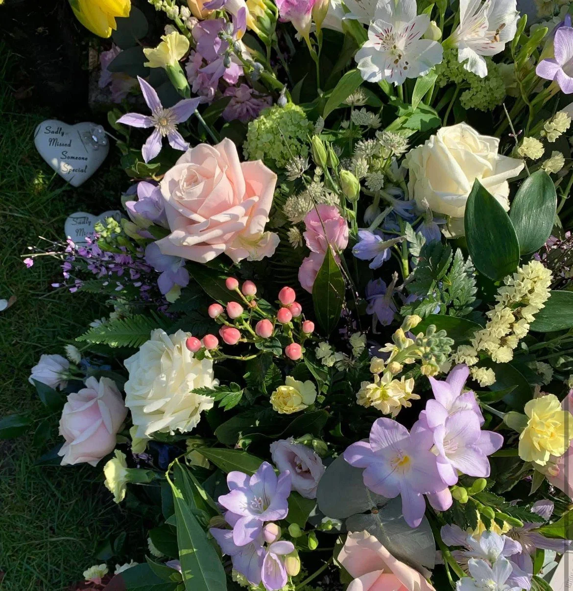 Funeral florist wigan, eco friendly funerals , ladies casket spray or topper