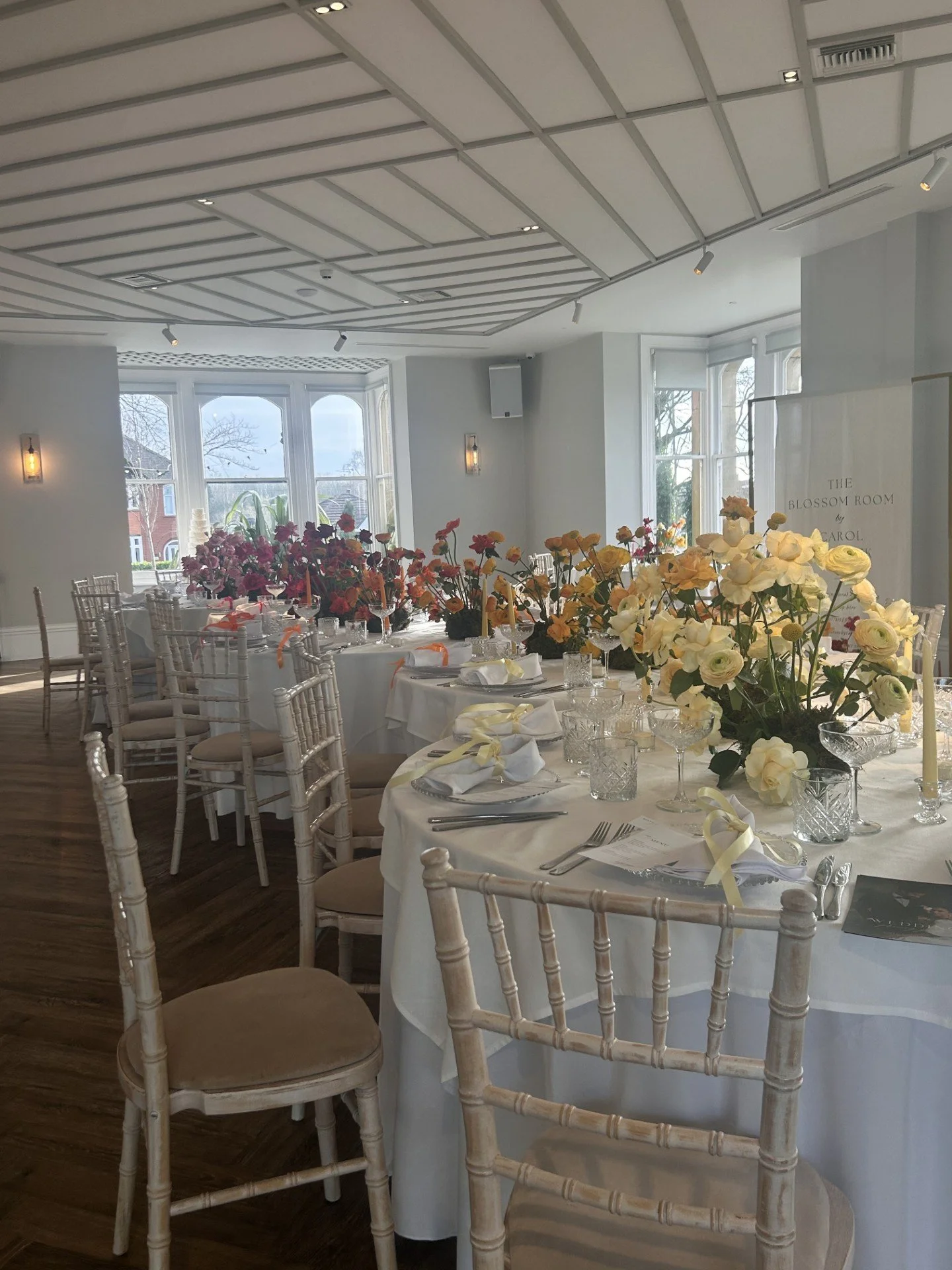 Flower Tablescape at Alberts Standish by The Blossom Room florists now Peacock and Wild florists and education
