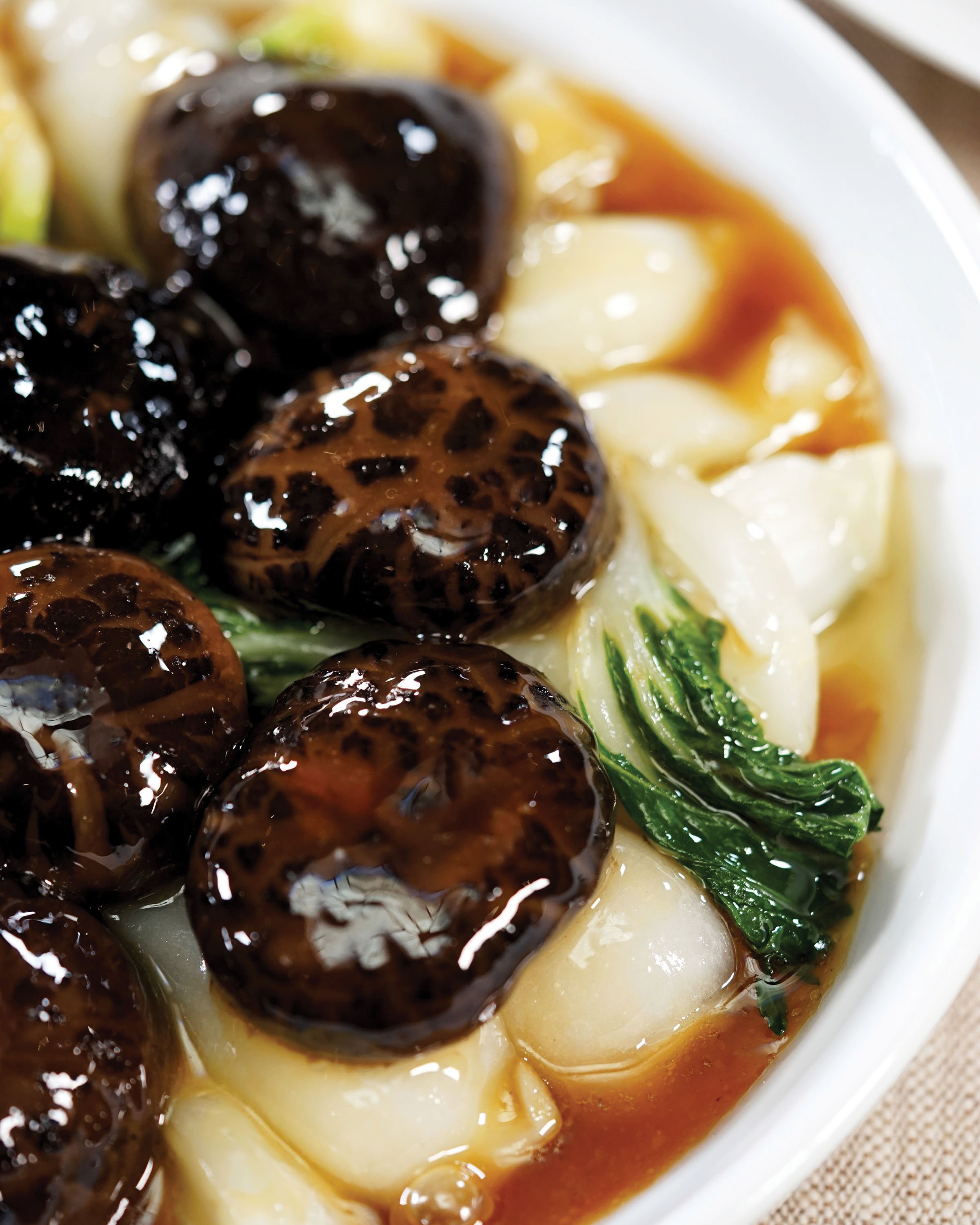 Fresh Black Mushrooms with Tender Greens