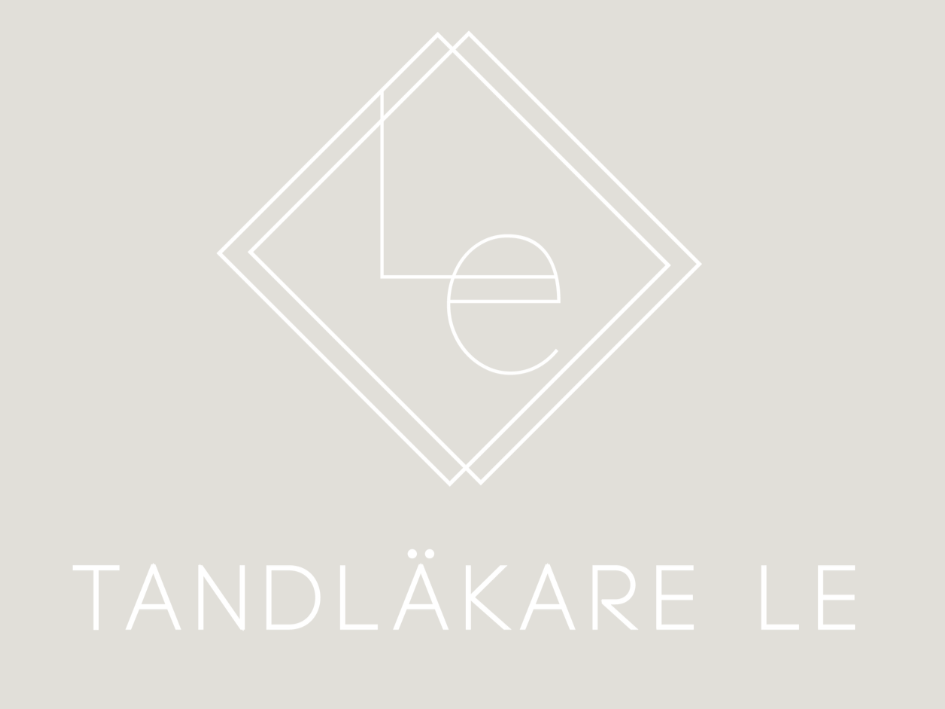 Logo with geometric shapes and the words "TANDLÄKARE LE" beneath it.