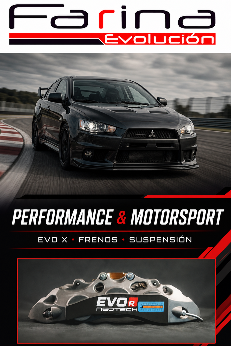 Farina Evolución authorized NoLiftMotorsport dealer and installer in Alicante, Spain, specializing in Neotech brake kits and suspension systems