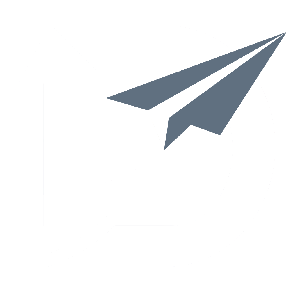 Direen Aviation Logo of a stylised capital letter D with a paper plane crossing diagonally.