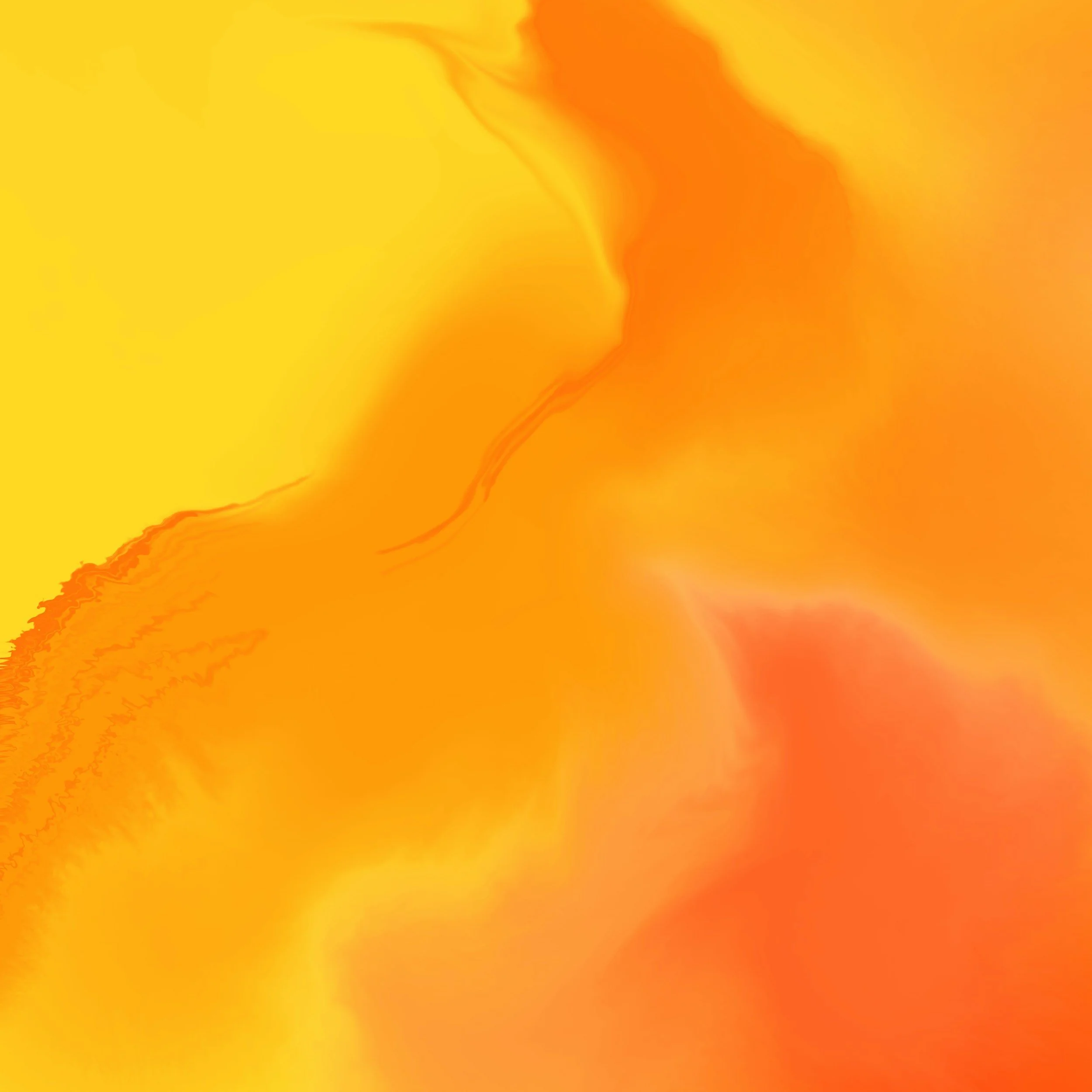 Abstract swirling yellow and orange background with smooth gradients.