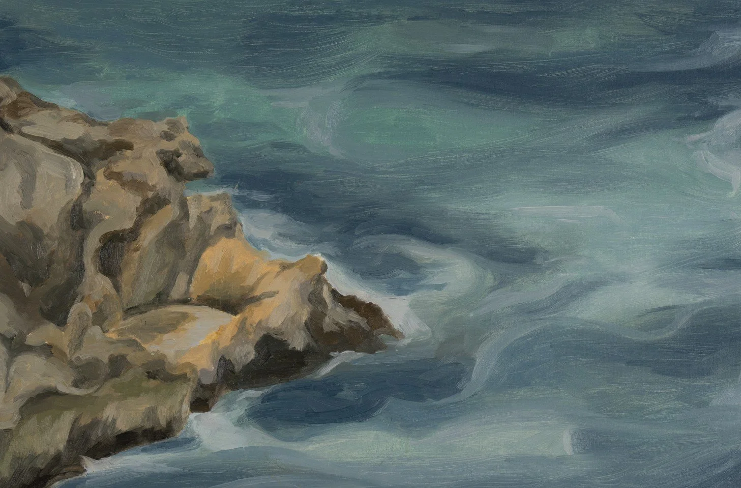 The Water at Tensing Pen, Jamaica // 7"x10 1/2" // Oil on Paper, Study // March 24th, 2025