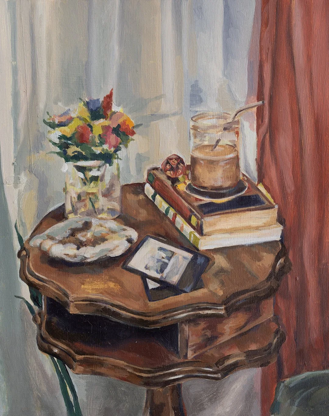 Green Chair Side Table // 11"x14" // Oil on Paper // 2024