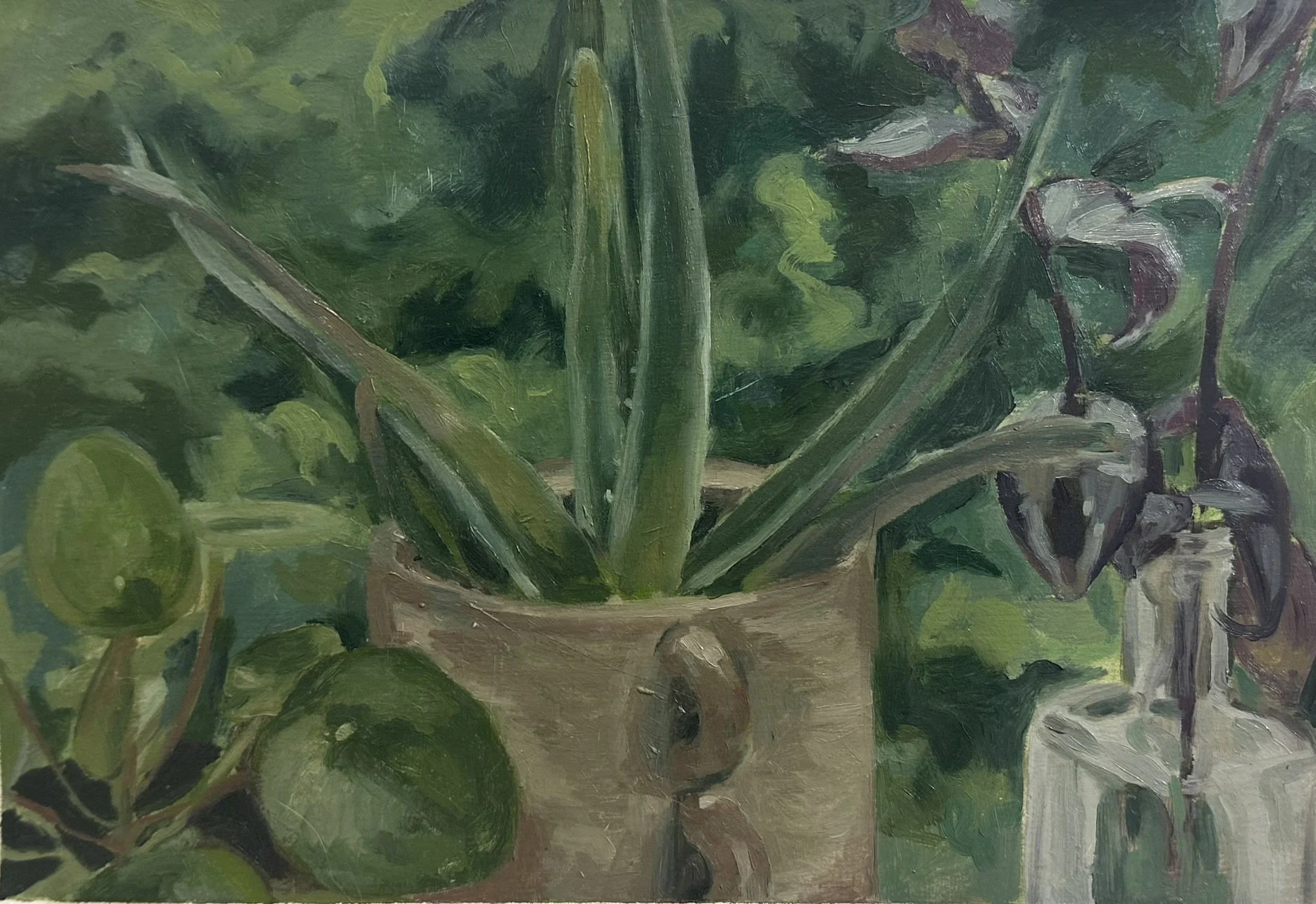 Overcast Office Window, 2 of 2 // 7"x10 1/2" // Oil on Paper // July 8th, 2025