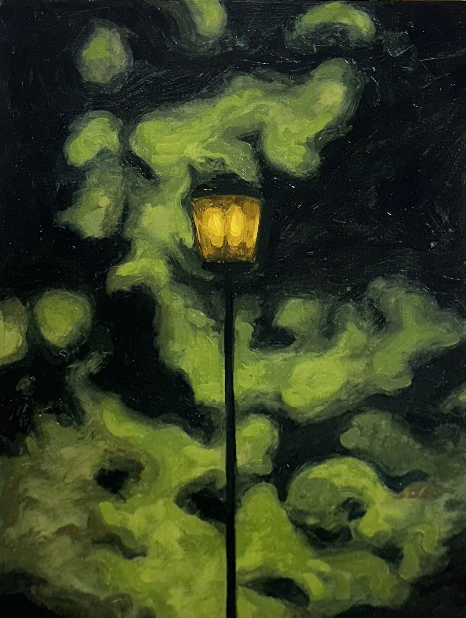 Backyard Lamp // 7"x10 1/2" // Oil on Paper // January 8th, 2026