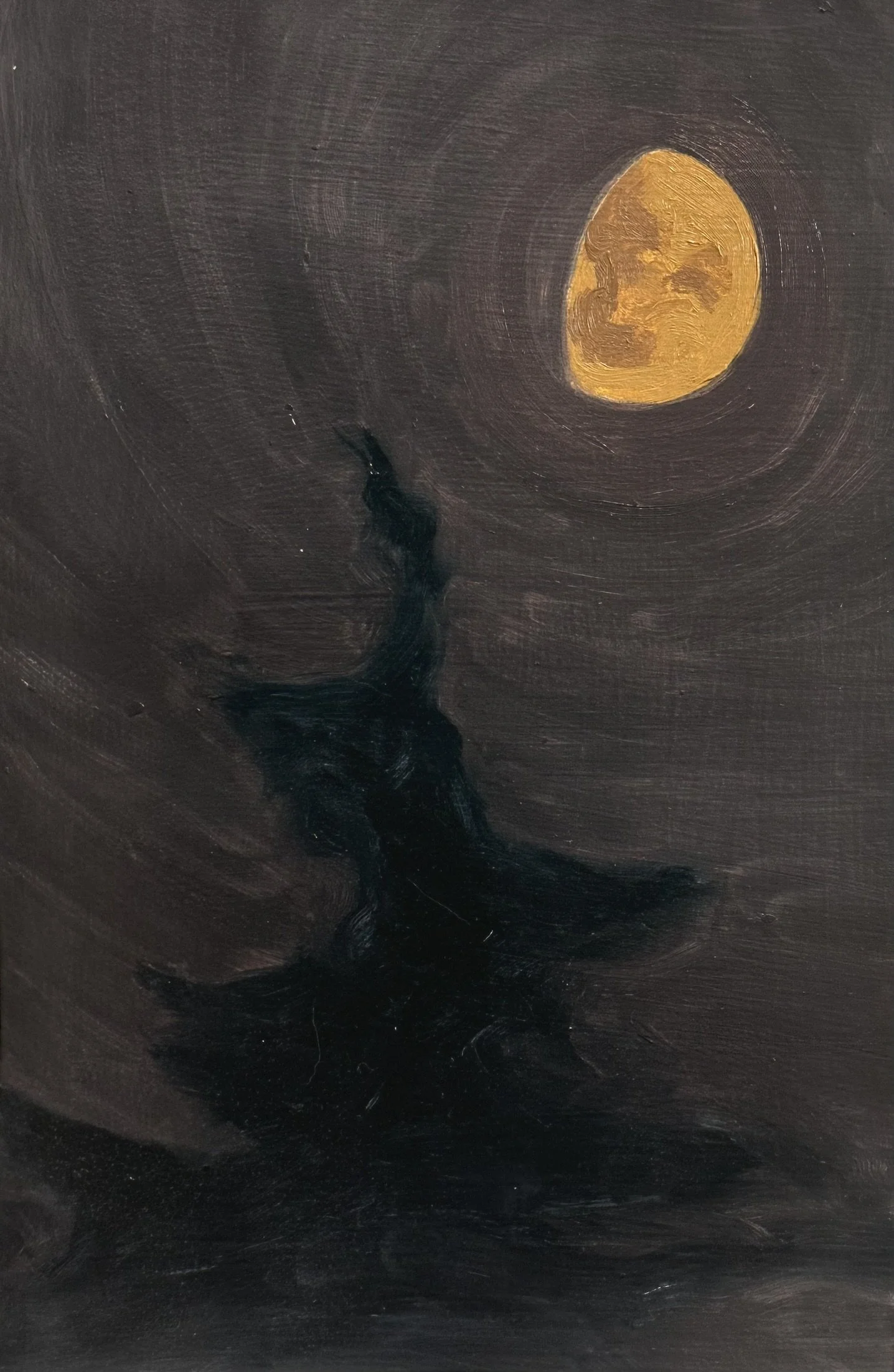 The Moon (2) // 7"x10 1/2" // Oil on Paper, Study // September 4th, 2025