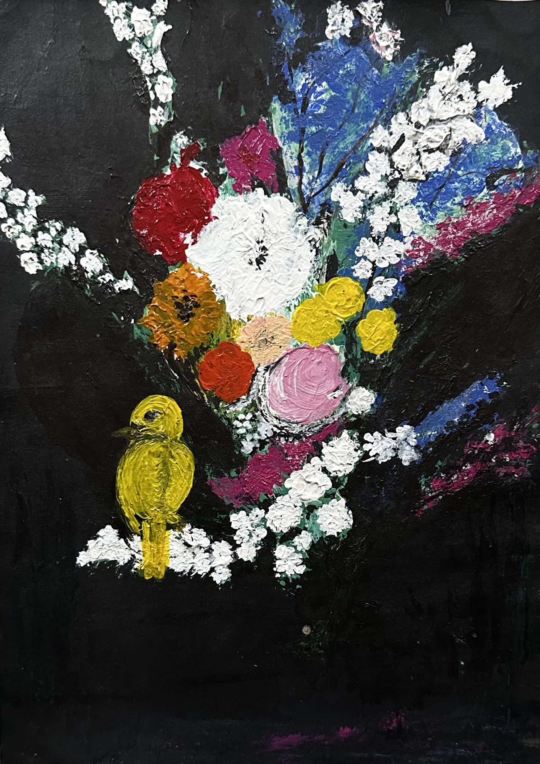 Night Blooms and a Yellow Bird