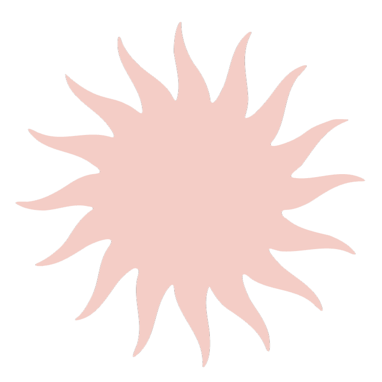 A pink, spiky, abstract starburst shape on a black background.