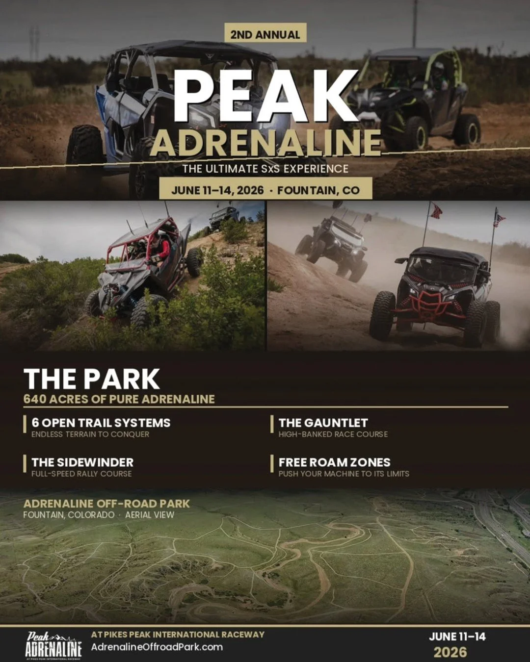 PEAK ADRENALINE IS THIS WEEKEND! 🧡

June 11&ndash;14, Adrenaline Off-Road Park at PPIR comes alive with four days of riding, racing, and nonstop action across both the dirt trails and the asphalt infield.

Explore 640 acres, tackle six trail systems