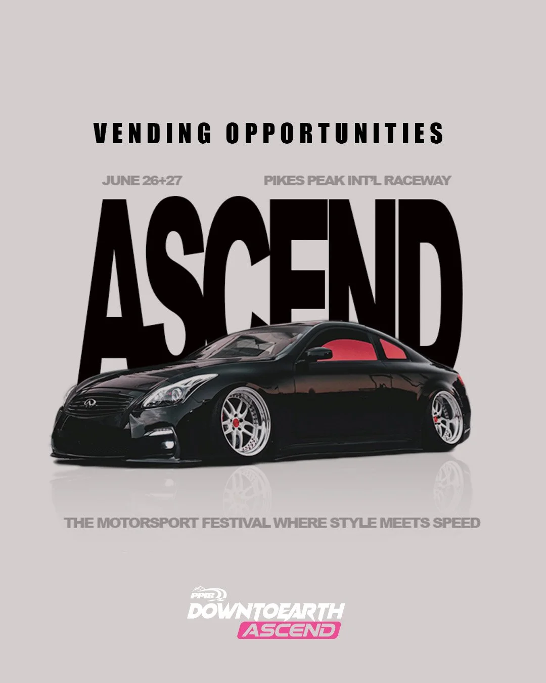 ASCEND is 45 days away!
 
VENDORS &mdash; we want YOU there!
This is your chance to showcase your brand, products, and services in front of a passionate and engaged motorsports crowd. Whether you&rsquo;re in automotive, apparel, lifestyle, or special