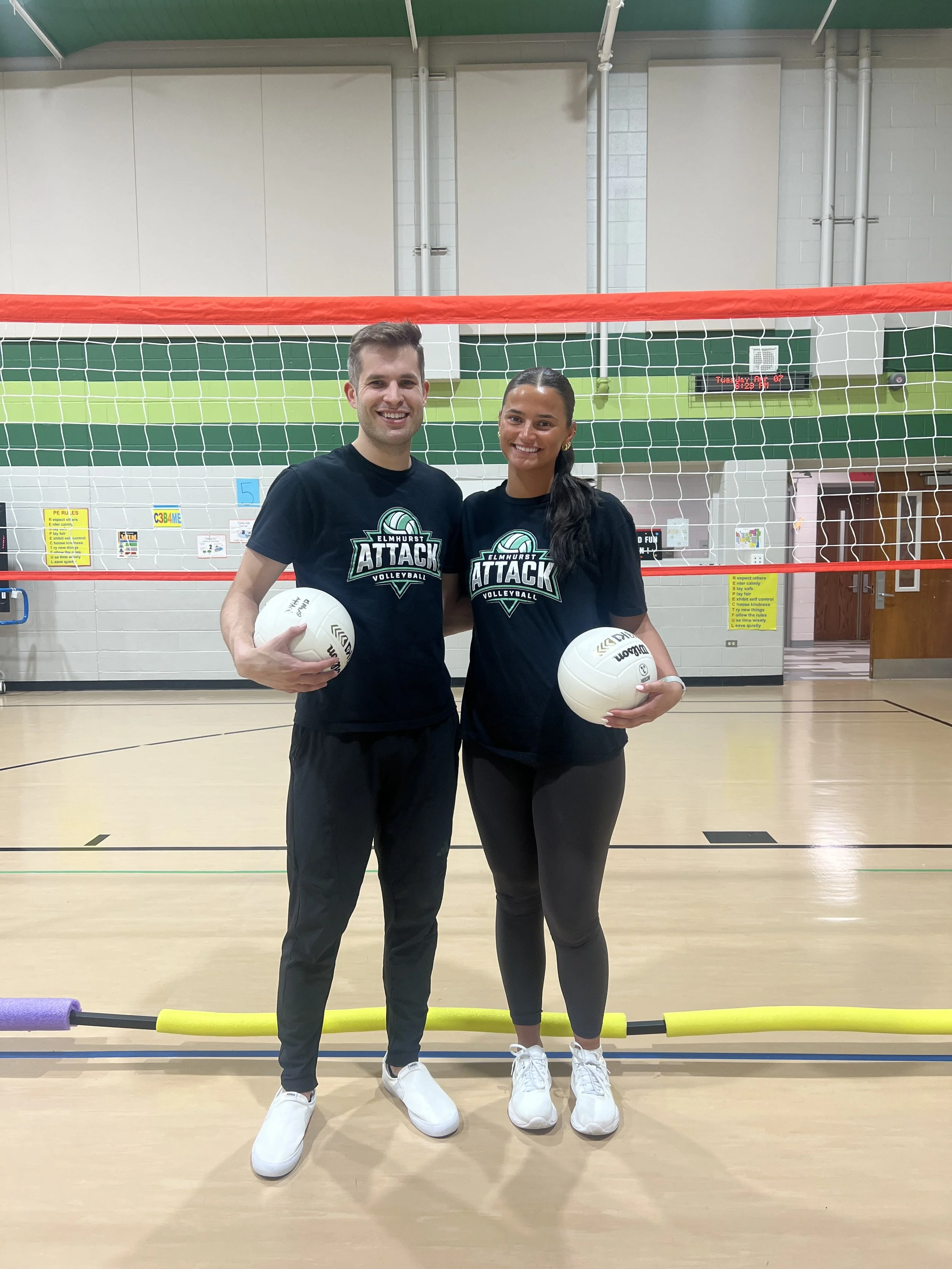 Coach P and Coach Sev from York's volleyball program