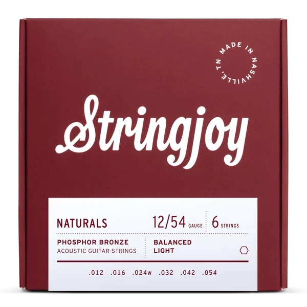 Stringjoy 12-54 Light Gauge Naturals - Phosphor Bronze Acoustic Guitar Strings