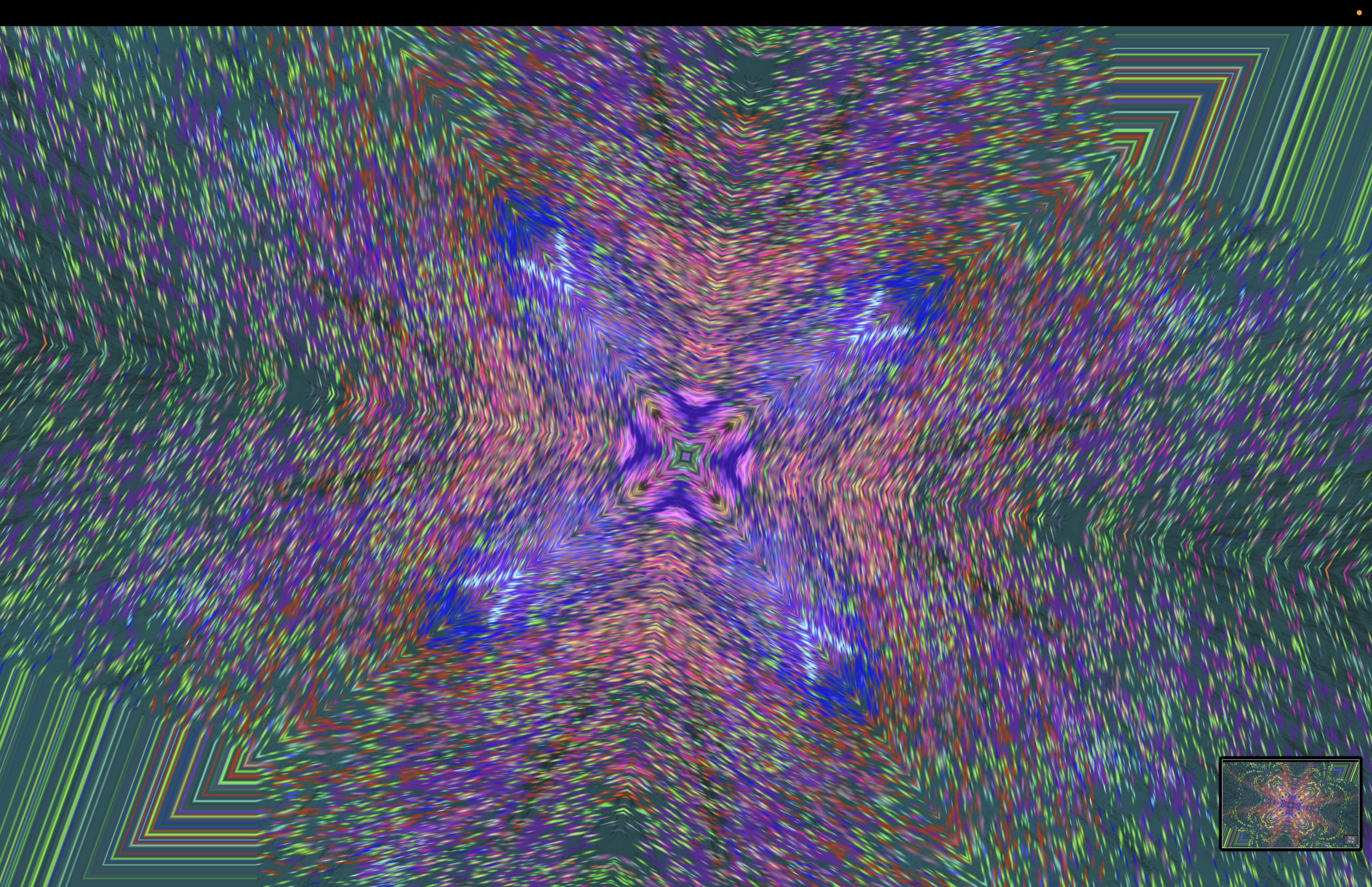 A colorful, abstract digital artwork featuring a kaleidoscopic star-shaped pattern with vibrant neon colors and intricate geometric details.