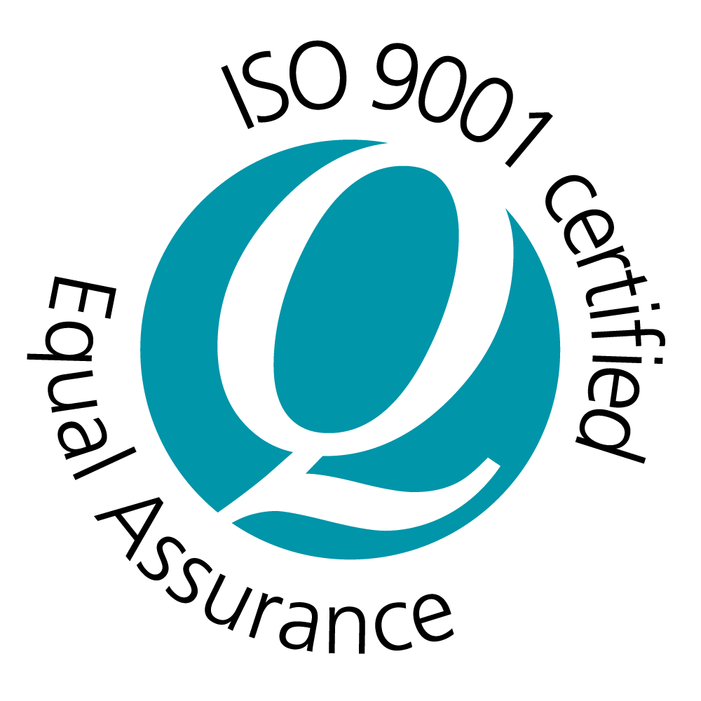 Blue and black circular logo with stylized letter Q in the center.