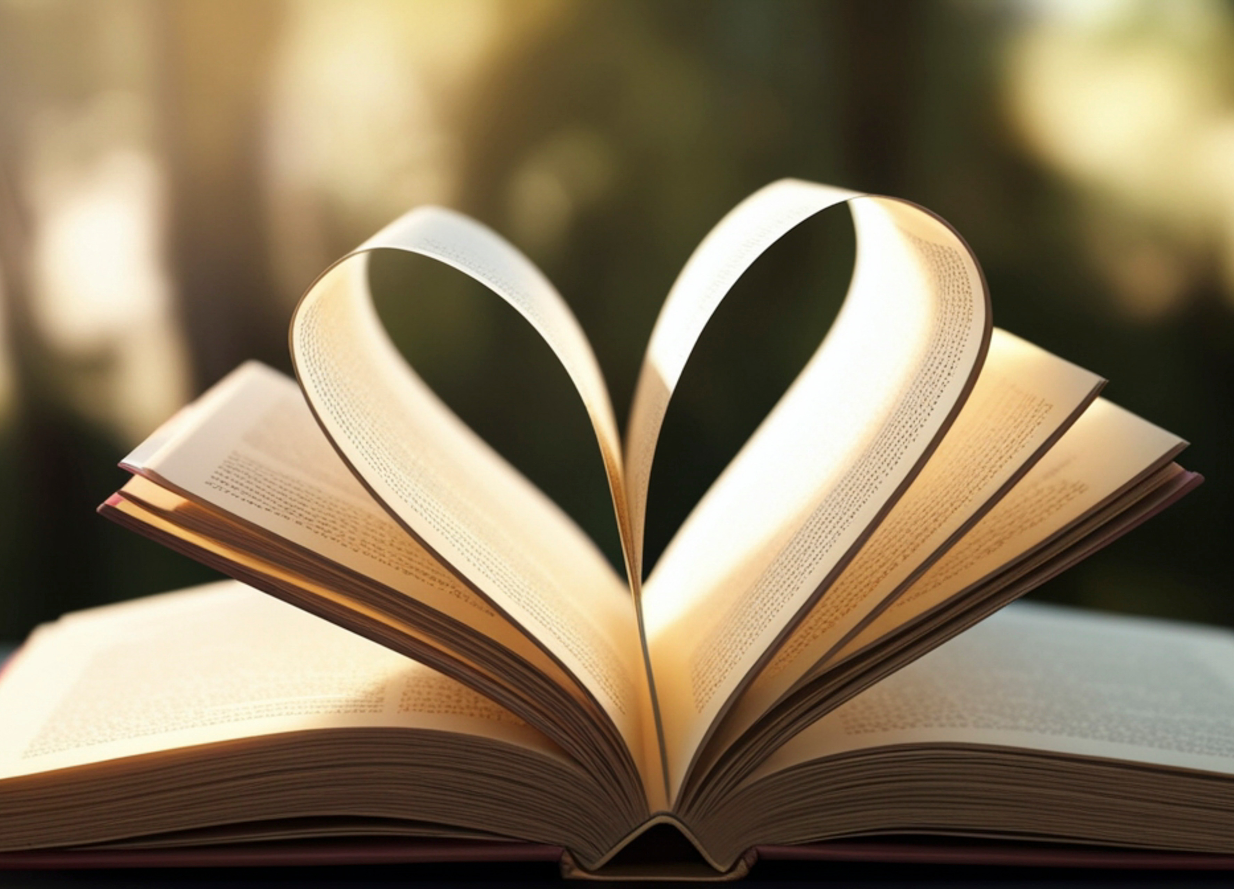 Picture of book with pages folded into a heart shape.
