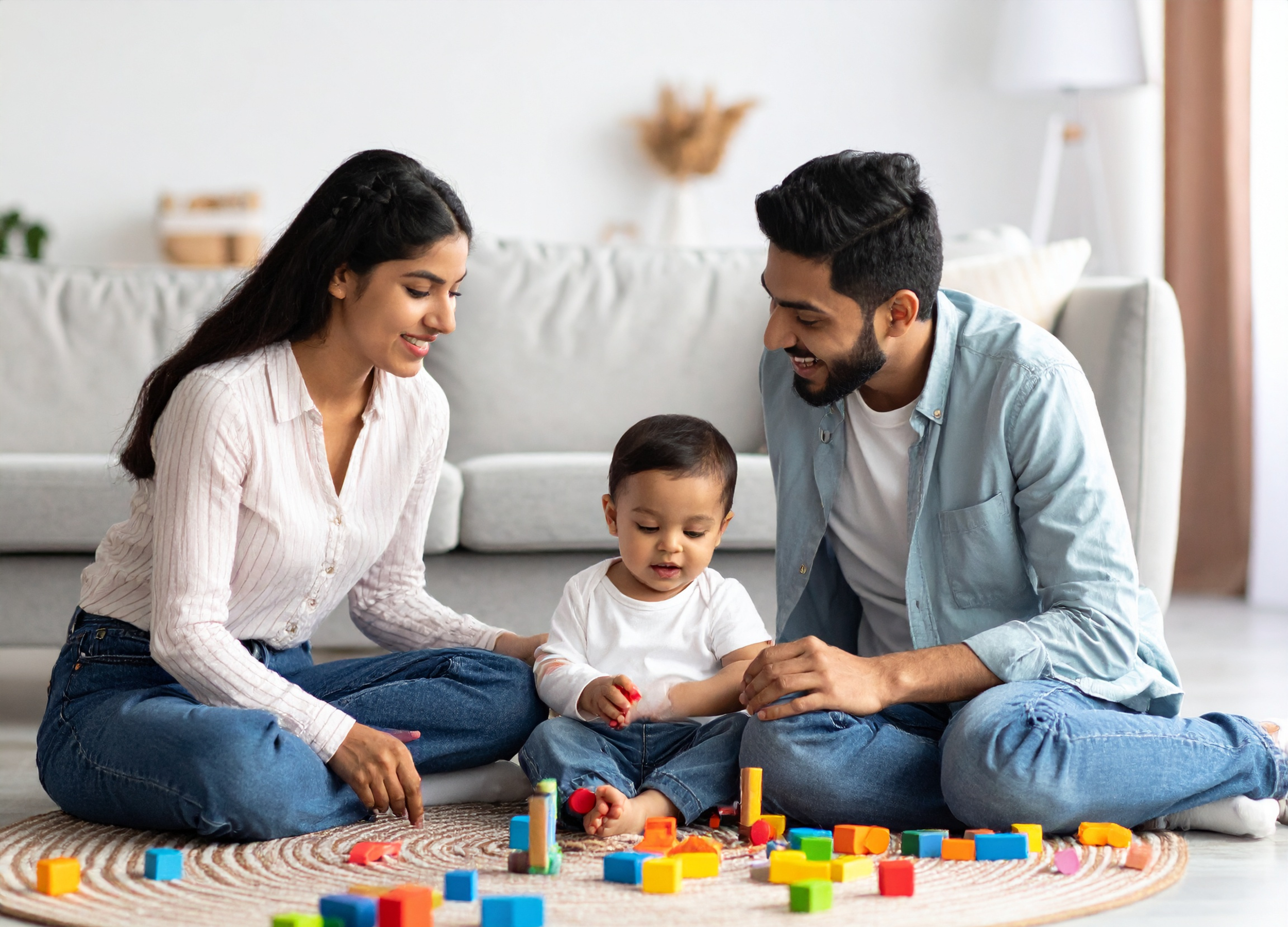 Parents providing home speech therapy for their child in Jacksonville, Florida.