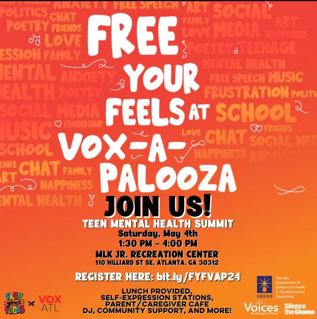 Join YOU(th) BELONG, VOX ATL and Free Your Feels for VOX-A-PALOOZA on Sat., May 4, 2024! This youth-led event will feature performances and content from talented youth poets and journalists, mental health resources and self-expression opportunities, 