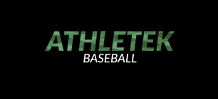 Athletek Baseball logo in green and white on a black background.