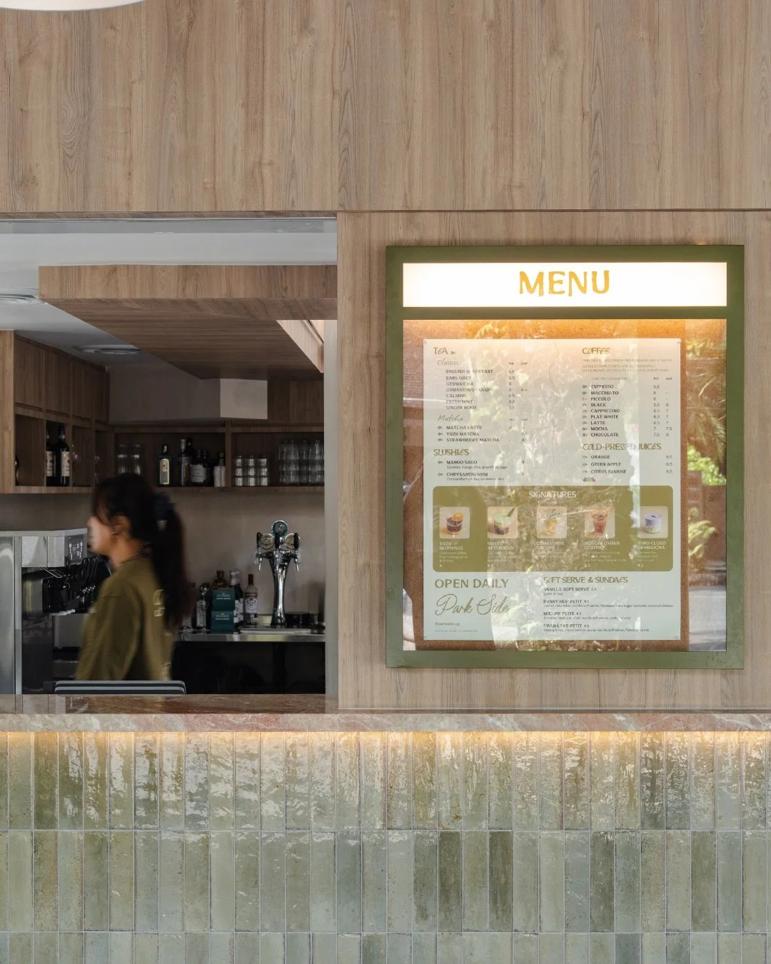 A quick stop before the gardens.
Fresh coffee, our signature drinks and perhaps a soft serve, ready to go from our takeaway window.